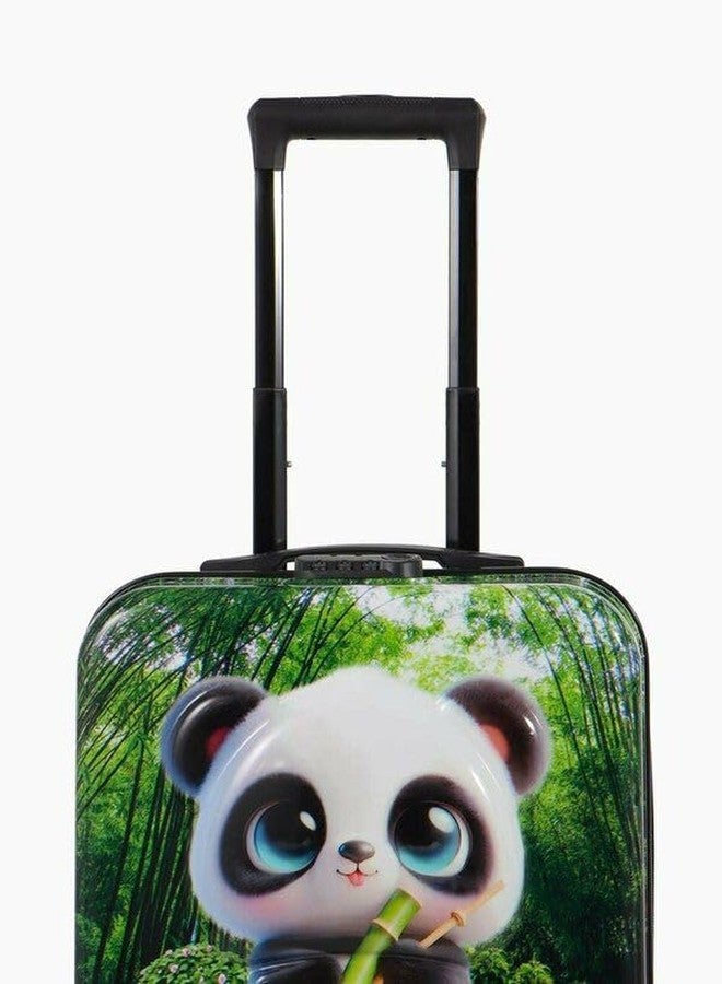 SHAMAX حقيبة سفر للأطفال من شاماكس®، ذات هيكل صلب وعجلات دوارة | حقيبة سفر خفيفة الوزن للبنات، مناسبة للسفر والرحلات المدرسية، حقيبة يد، عجلات 360 درجة ومقبض قابل للتعديل (أخضر) (أطفال/أمتعة/باندا) - Image 4